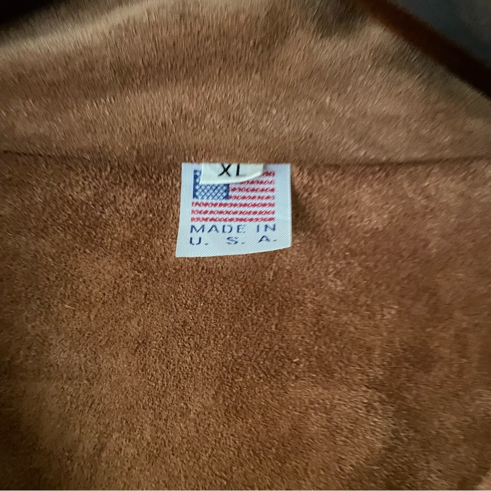 Leather Suede Fringe Jacket XL Western VTG DeerWear Made in USA Bohemian - Picture 8 of 10